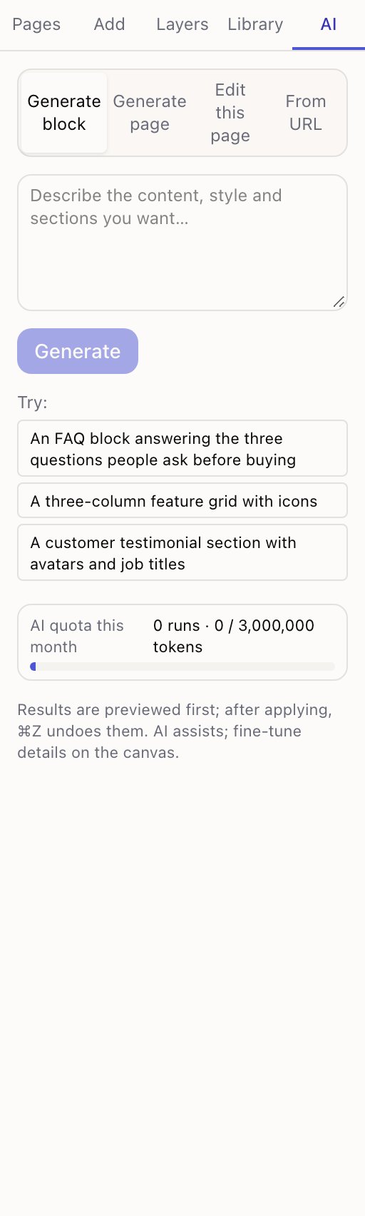 The AI panel showing the From URL tab