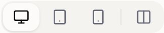 The device switcher in the top bar with desktop, tablet and phone buttons