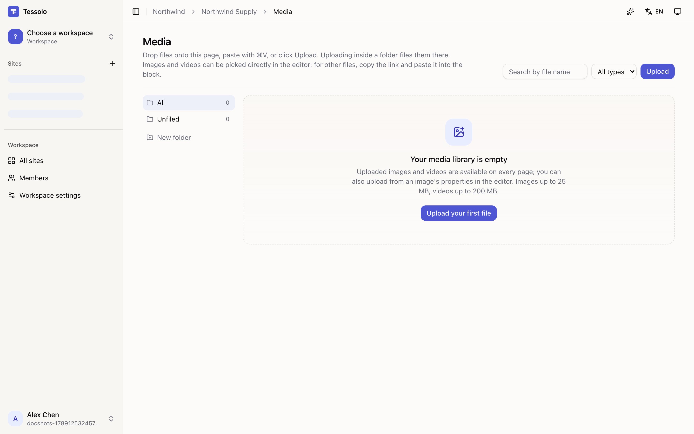 The media library with a selected image and its alt text field