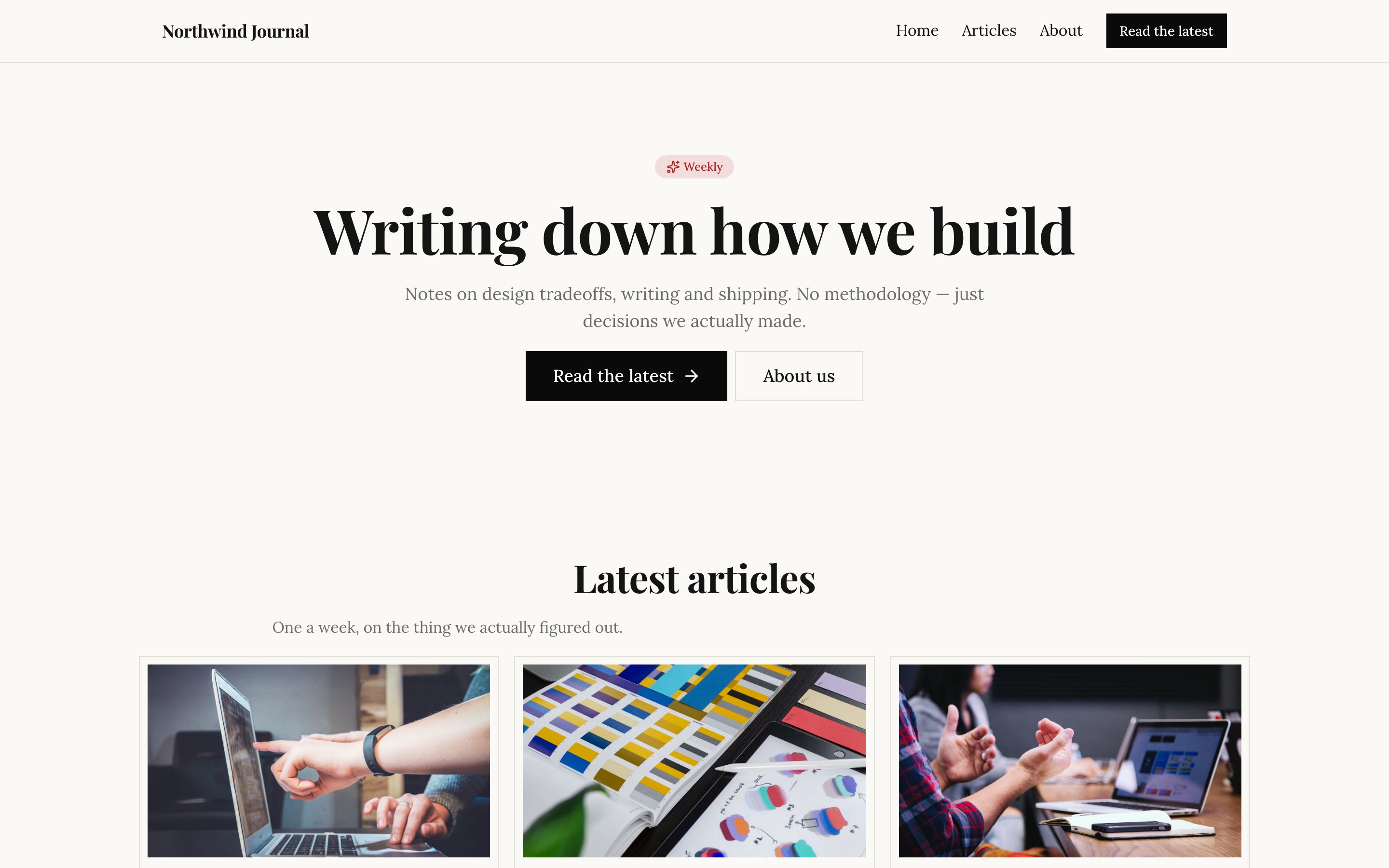 A published site as a visitor sees it