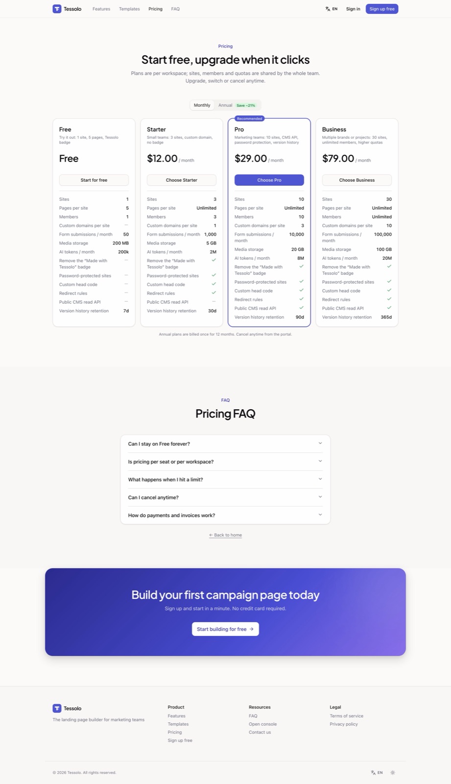 Pricing: free plan, paid from $12/month.